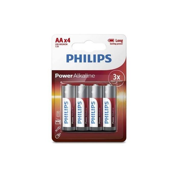 Philips LR6P4B/05 Pack de 4 Pilas AA LR6 Alcalinas 1.5V Philips LR6P4B/05 Pack de 4 Pilas AA LR6 Alcalinas 1.5V