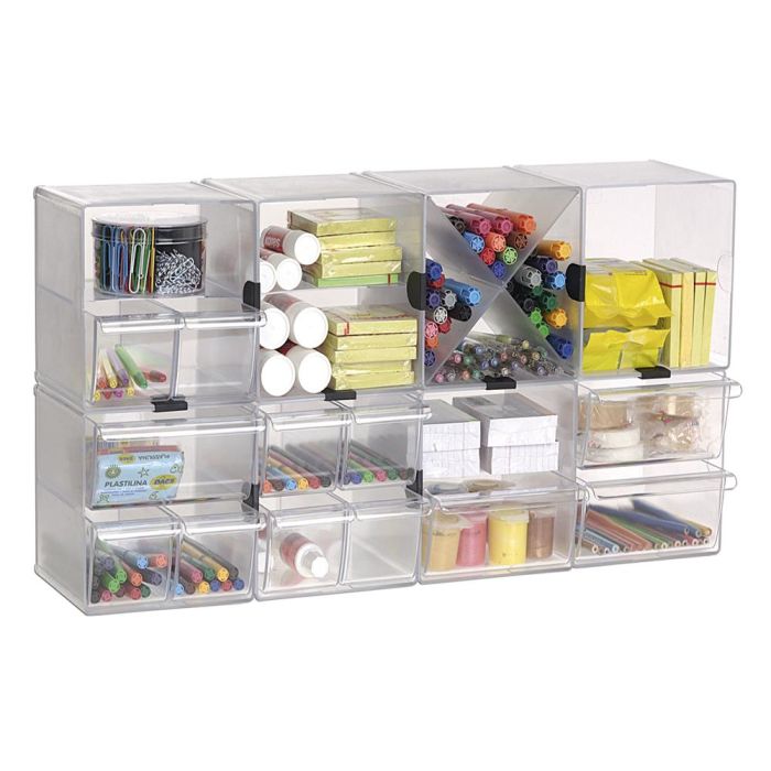 Archivo 2000 Organizador Archicubo Divisor En Aspa 4 Compartimentos 150x150x150 mm Cristal Transparente 2