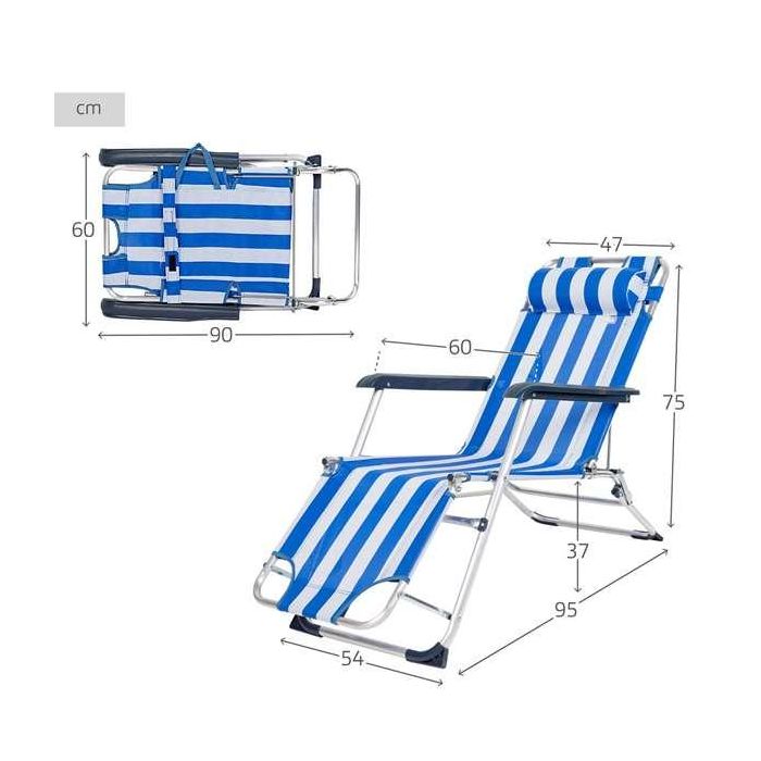 Tumbona de playa reclinable aluminio con cojín aktive 153x47x33/75cm 3 Tumbona de playa reclinable aluminio con cojín aktive 153x47x33/75cm 3