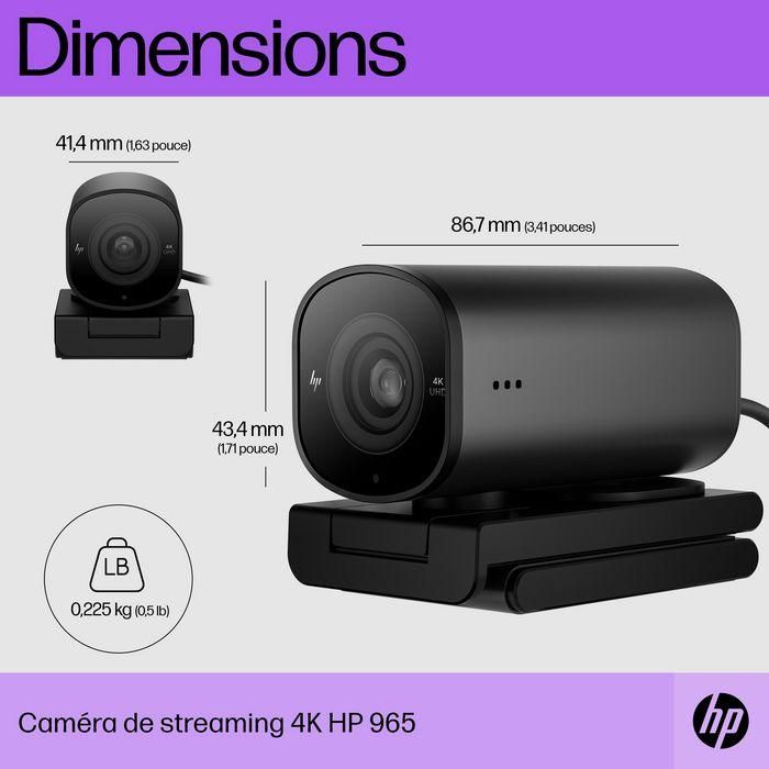 HP 965 Cámara Web Streaming 4K 8 MP, 3840 x 2160 Pixeles, USB 16