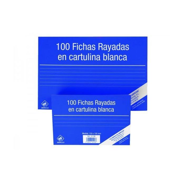 Mariola Ficha Rayada 95x65 mm Cartulina 180 gr Blanco Paquete De 100 Nº1 Mariola Ficha Rayada 95x65 mm Cartulina 180 gr Blanco Paquete De 100 Nº1