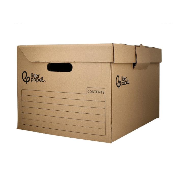 Cajon Contenedor Liderpapel Carton Manual Para 5 Cajas Archivo Def. Folio - 6 Archivadores A-Z 540x410x300 mm 1