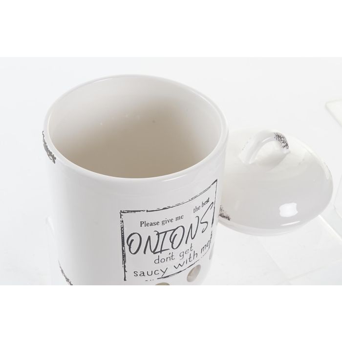 DKD Home Decor Bote de Cocina Decorativo para Almacenamiento de Cebollas, Recipiente de Dolomite Blanco 14x14x20 cm 2 DKD Home Decor Bote de Cocina Decorativo para Almacenamiento de Cebollas, Recipiente de Dolomite Blanco 14x14x20 cm 2