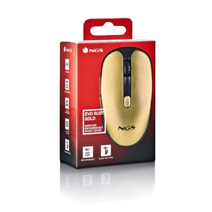 NGS Ratón Inalámbrico Recargable Silencioso EVO RUST ICE, DPI Ajustables 800/1200/1600, Compacto, Dorado 3 NGS Ratón Inalámbrico Recargable Silencioso EVO RUST ICE, DPI Ajustables 800/1200/1600, Compacto, Dorado 3
