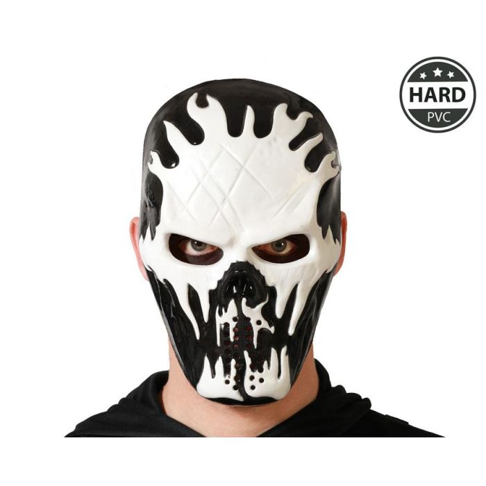 Máscara de Calavera Metálica Plateada con Efecto Envejecido para Disfraces y Decoración