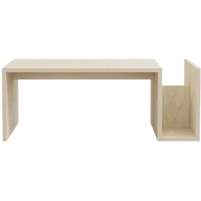 Mesa de centro rectangular efecto mármol travertino 86,8 x 32,4 x 50 cm 2