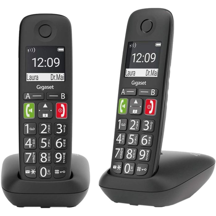 Gigaset E290 Duo Teléfono DECT/analógico con Identificador de llamadas, 2 auriculares, Negro - L36852-H2901-D201 Gigaset E290 Duo Teléfono DECT/analógico con Identificador de llamadas, 2 auriculares, Negro - L36852-H2901-D201