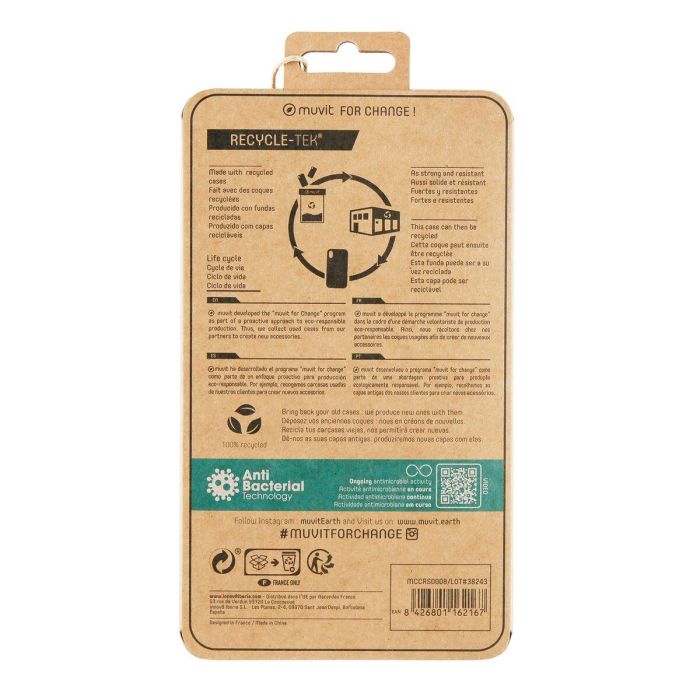 Muvit Funda Antibacteriana Recycletek para Apple iPhone - Fabricada con Materiales 100% Reciclados y Protección Antimicrobiana 2 Muvit Funda Antibacteriana Recycletek para Apple iPhone - Fabricada con Materiales 100% Reciclados y Protección Antimicrobiana 2
