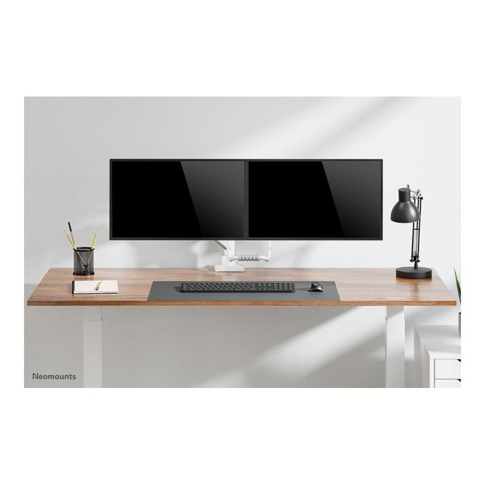 Neomounts Brazo de Monitor para 2 Pantallas DS75-450WH2, 17-32 Pulgadas, 8kg por Pantalla, Resorte de Gas, Blanco