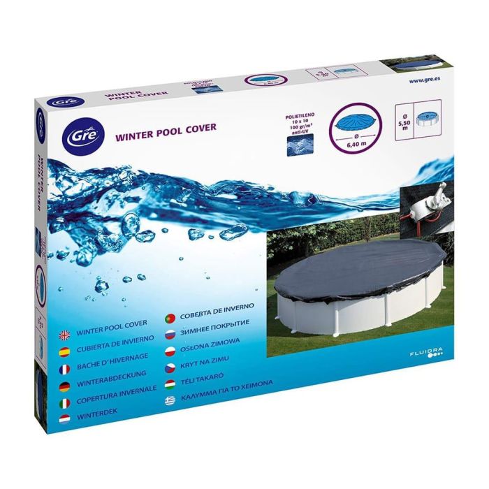 Gre Cubierta Piscina Redonda Polietileno Ø 440 cm Anti UV Cobertor Invierno Negro 1
