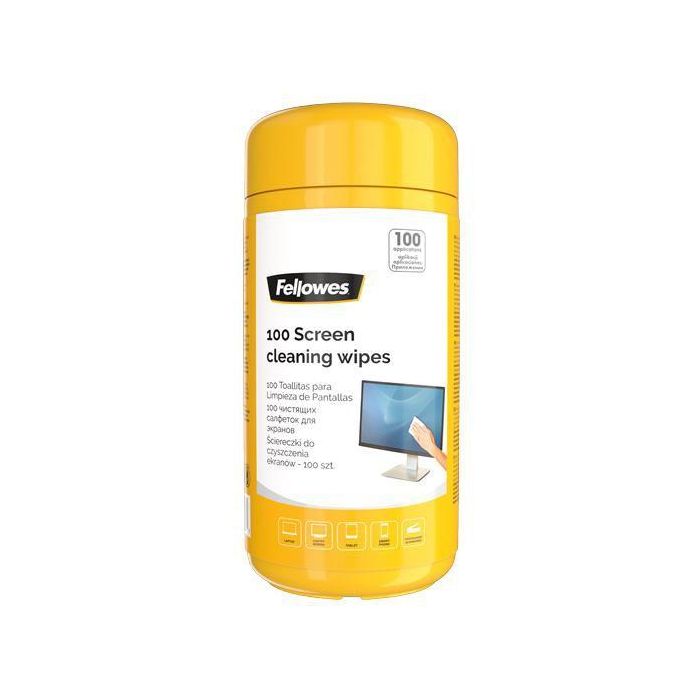 Fellowes Dispensador 100 Toallitas Prehumedecidas Limpiadoras De Pantalla