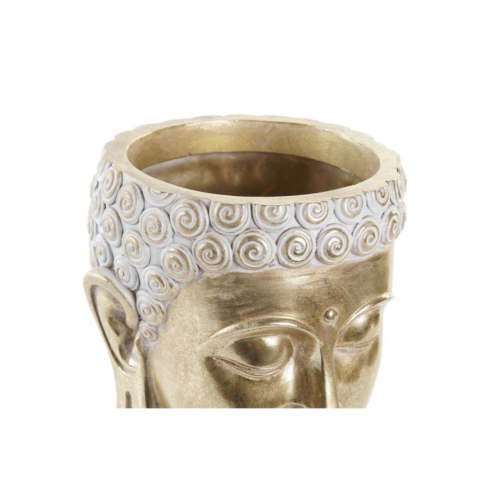 DKD Home Decor Macetero Decorativo de Resina Estilo Oriental, con Relieve de Buda, Tiesto Dorado y Gris, 17.5 x 21 x 17.5 cm 2 DKD Home Decor Macetero Decorativo de Resina Estilo Oriental, con Relieve de Buda, Tiesto Dorado y Gris, 17.5 x 21 x 17.5 cm 2