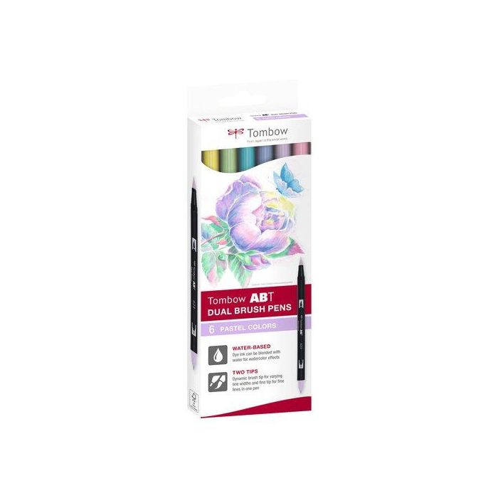 Rotulador Tombow Doble Punta Pincel Colores Pastel Estuche De 6