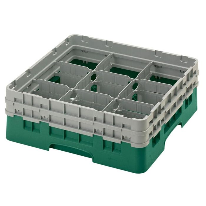 CAMBRO - 9S434-151 - Cesta de lavado 9 comp. 2 alturas - 14,8 cm Ø máx. - alt. máx. 13,5 cm - 50 x 50 x 18,4 cm - Gris claro