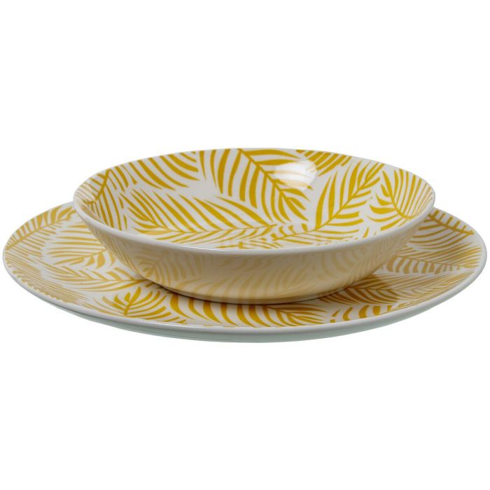 Vajilla Alexandra House Living Amarillo Porcelana 27 x 1 x 27 cm 5