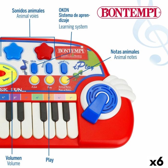 Piano Electrónico Bontempi 38 x 18 x 17 cm (6 Unidades) 17 Piano Electrónico Bontempi 38 x 18 x 17 cm (6 Unidades) 17
