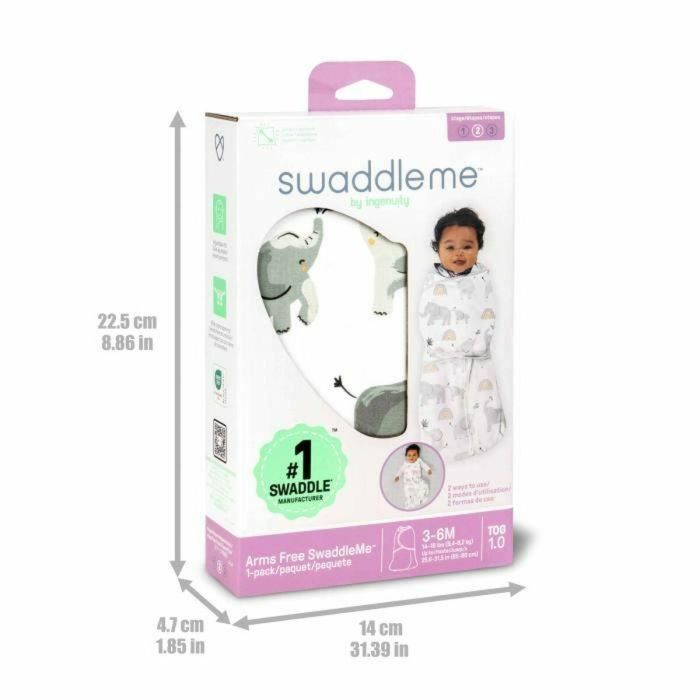 Ingenuity Saco de dormir para bebé elefante ING0074451999183, para entretiempo TOG 1, ajustable de 3 a 6 meses, certificado Oeko-Tex 2 Ingenuity Saco de dormir para bebé elefante ING0074451999183, para entretiempo TOG 1, ajustable de 3 a 6 meses, certificado Oeko-Tex 2