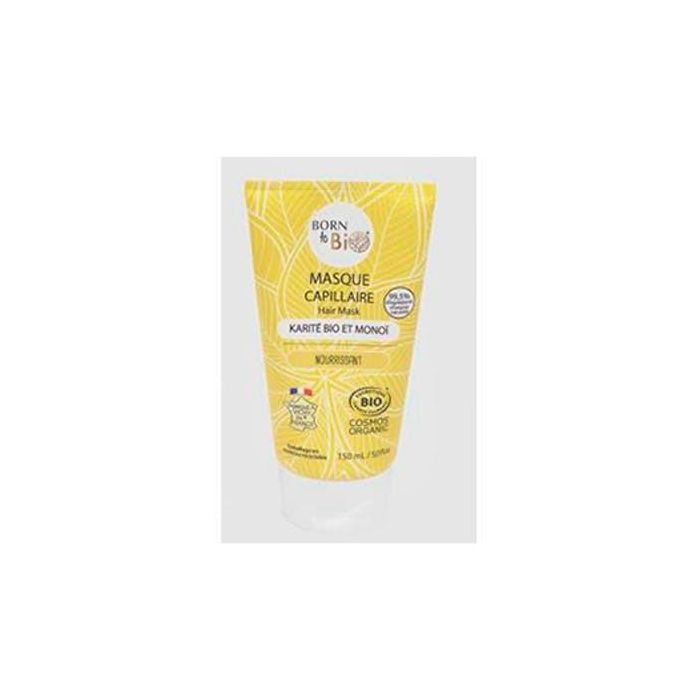 BORN TO BIO Mascarilla Capilar con Karité y Monoi Ecológica 150ml - Nutre y Repara Cabello Seco y Dañado
