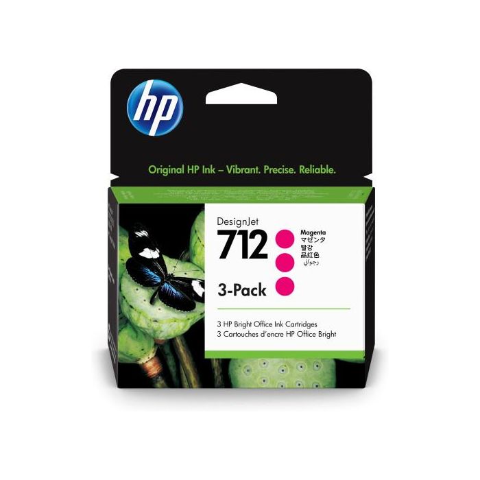 HP DesignJet T200/T600, 3 Pack Cartuchos Magenta 712