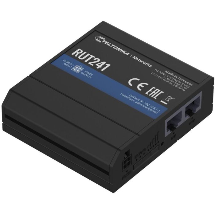 Teltonika RUT241 Router LTE Industrial WiFi, Negro, Carcasa Aluminio, Montaje Carril DIN 0 Teltonika RUT241 Router LTE Industrial WiFi, Negro, Carcasa Aluminio, Montaje Carril DIN 0