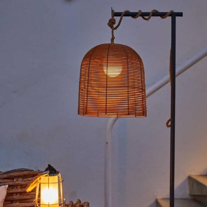 Lámpara colgante nómada - LUMISKY - HANG BOHEME - H35 cm - Poliratán con cuerda - LED blanco cálido y blanco regulable 1 Lámpara colgante nómada - LUMISKY - HANG BOHEME - H35 cm - Poliratán con cuerda - LED blanco cálido y blanco regulable 1
