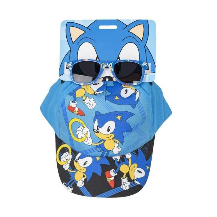 Cerdá Gorra y Gafas de Sol Infantiles Sonic 53 cm Azul para Niños 2-8 Años