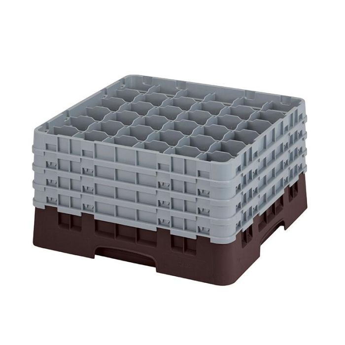 CAMBRO - 36S900-167 - Cesta de lavado 36 comp. 4 alturas - 7,2 cm Ø máx. - alt. máx. 24,1 cm - 50 x 50 x 26,7 cm - Castaño