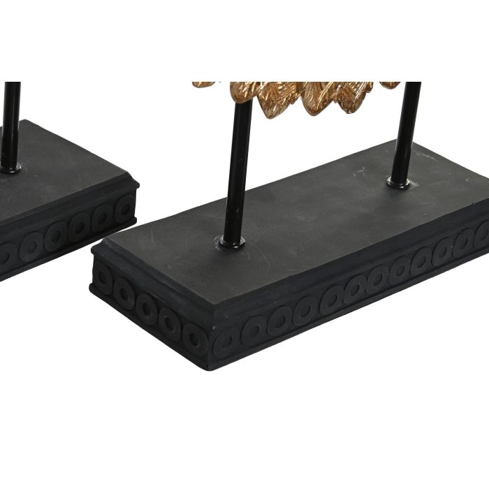 DKD Home Decor Decoración Moderna Dorado Negro Resina Metal 2 Unidades 8 x 34 x 25 cm 2