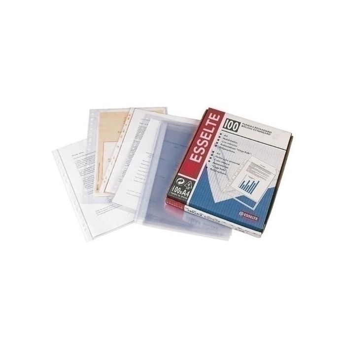 Esselte Funda Multitaladro Piel de Naranja Folio 80 Micras Copysafe, Pack de 10