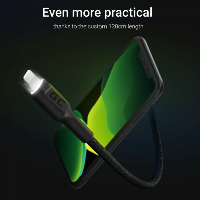 Cable Lightning Green Cell KABGC05 Negro 1,2 m 4