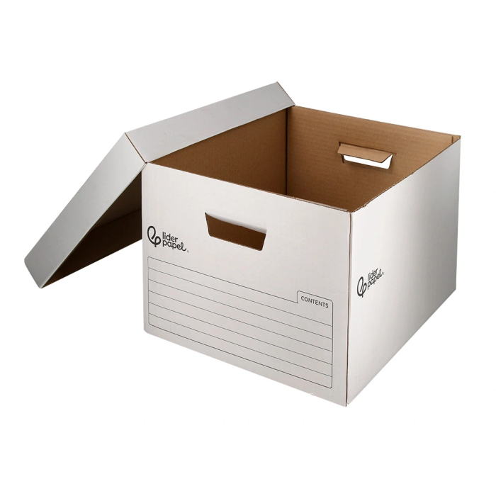 Liderpapel Cajón Contenedor de Archivo Kraft para 4 Cajas Folio o 5 Archivadores A-Z 430x383x265mm en Cartón Reciclado 8