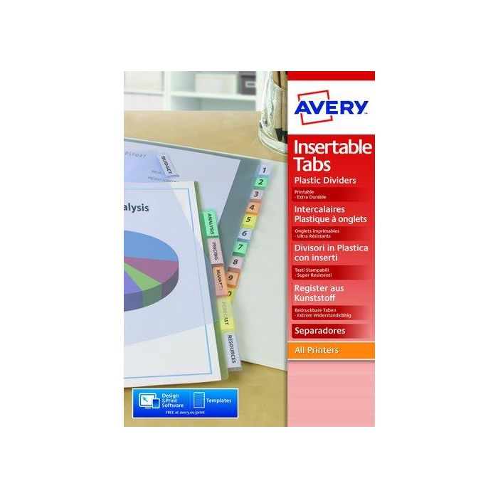 Separadores Avery Pp A4+ 12 Pestañas Personalizables C/Doble Bolsillo
