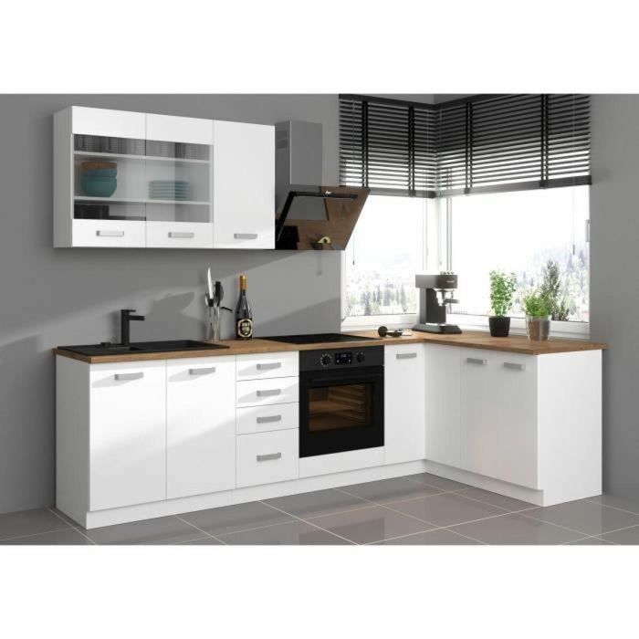 ATLAS Unidad alta con 2 puertas batientes - Decoración blanca - L80 cm 1 ATLAS Unidad alta con 2 puertas batientes - Decoración blanca - L80 cm 1