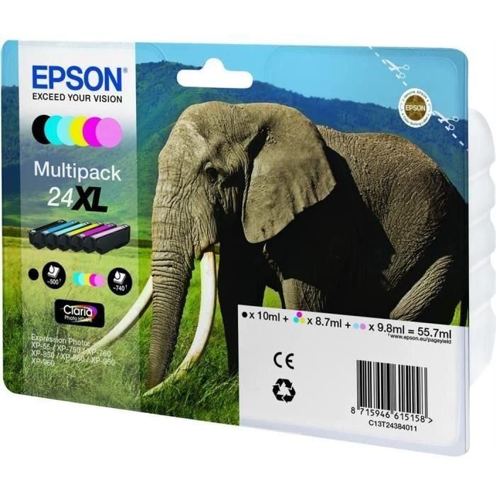 Epson Claria Photo HD Ink Cartucho Multipack 6 Colores 24XL Expression Photo XP-760/950 1 Epson Claria Photo HD Ink Cartucho Multipack 6 Colores 24XL Expression Photo XP-760/950 1