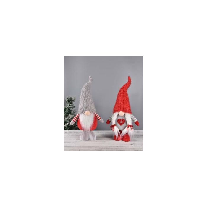DKD Home Decor Figura de Navidad Tradicional Poliéster Rojo Gris Blanco. 50 cm Alto, 20 cm Ancho, 9 cm Largo. Pack 2 Unidades.