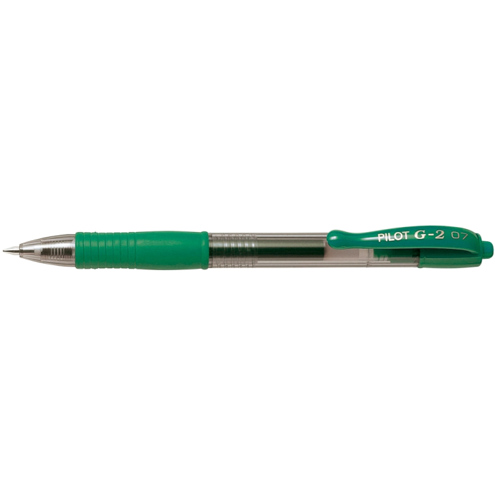 Pilot Bolígrafo G-2 Verde Tinta Gel Retráctil Sujeción Caucho Punta 0,7mm Trazo 0,4mm 1