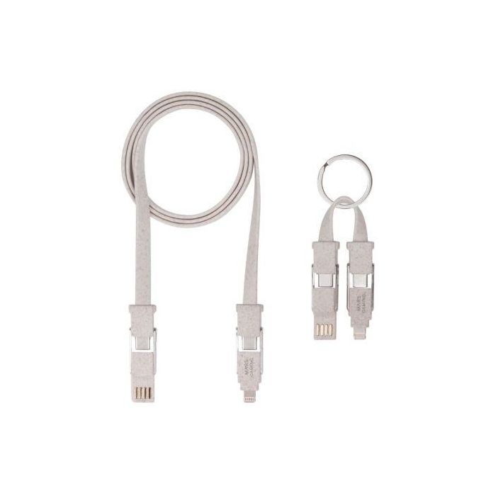 Mars Gaming MCA-ECO Pack 2 Cables Ecológicos Fibra Trigo Multiconector USB C/A/MicroUSB/Lightning Carga Ultra Rápida 50W 1m