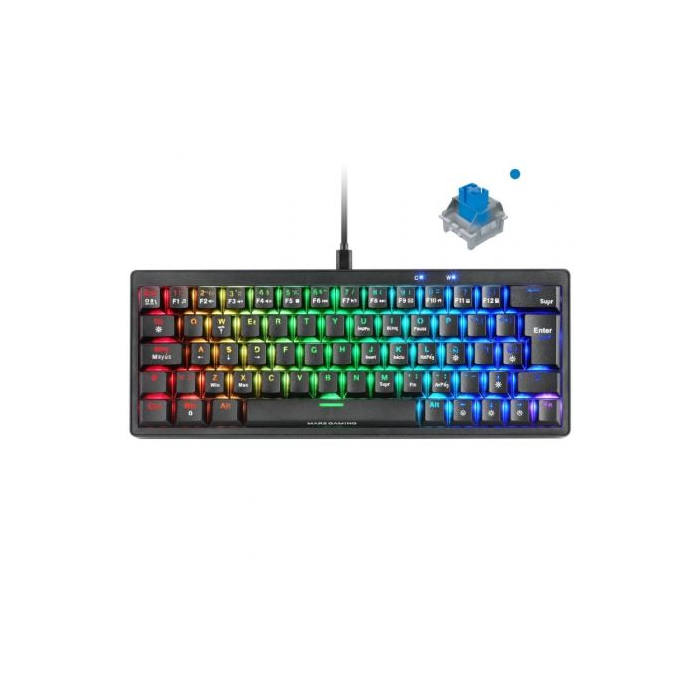 Teclado Gaming Mecánico Mars Gaming MKMINIPRO/ Switch Azul/ Negro