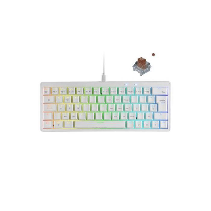 Teclado Gaming Mecánico Mars Gaming MKMINIPRO/ Switch Marrón/ Blanco