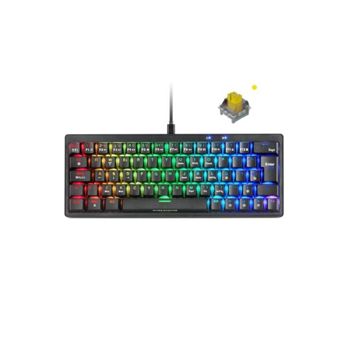 Teclado Gaming Mecánico Mars Gaming MKMINIPRO/ Switch Amarillo/ Negro