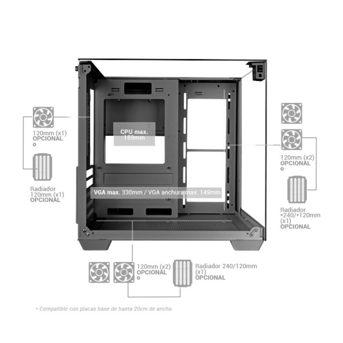 Mars Gaming Caja MicroATX MC-VISIONM Gaming con Cristal Templado y Doble Cámara para Gaming, Negro 2 Mars Gaming Caja MicroATX MC-VISIONM Gaming con Cristal Templado y Doble Cámara para Gaming, Negro 2