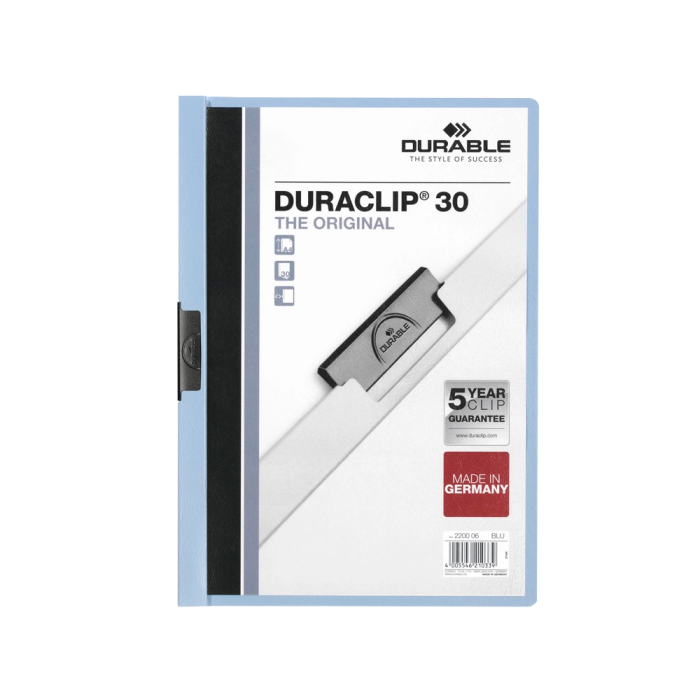 Durable Carpeta Duraclip Dossier Pinza Lateral Azul Capacidad 30 Hojas Din A4 1