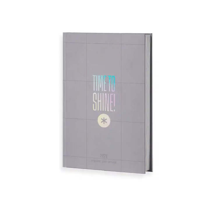 Antartik Agenda Time to Shine A5+ 2026 Día Página Gris Papel 80g FSC 1