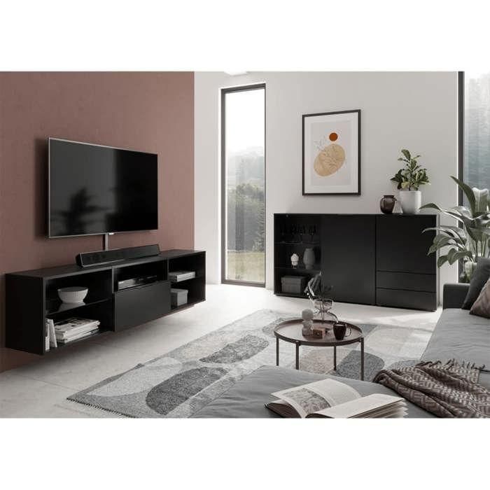 Mueble bajo para TV/Hifi - Decoración en negro - L153,5 x H52 x D31,5 cm - Hecho en Alemania 1 Mueble bajo para TV/Hifi - Decoración en negro - L153,5 x H52 x D31,5 cm - Hecho en Alemania 1