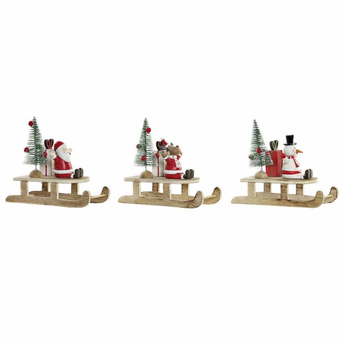 Adorno Navideño DKD Home Decor Madera Papá Noel (14 x 6 x 13 cm) (3 pcs)