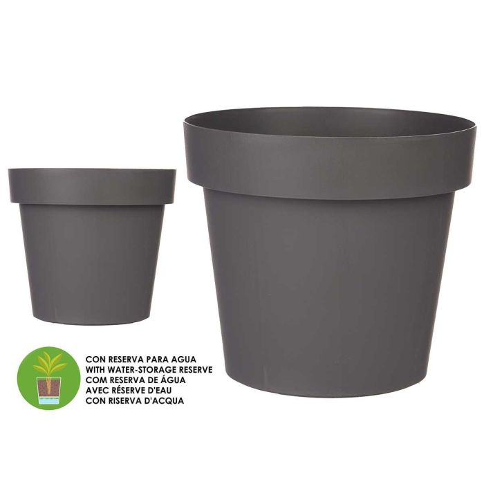 Maceta Plastico Gris Con Reserva Agua 30Cm Ibergarden (6 Unidades) Maceta Plastico Gris Con Reserva Agua 30Cm Ibergarden (6 Unidades)