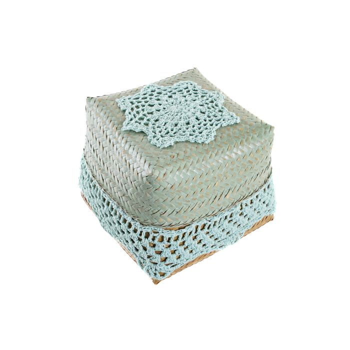 Cesta Balines DKD Home Decor Azul Turquesa 27 x 27 x 22 cm Set de 3 2