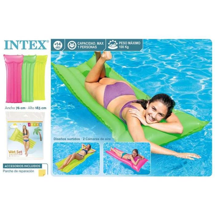 Intex Colchoneta 4 Tubos Colores Neon 183x76 cm 9