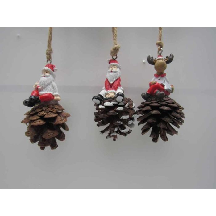 Decoracion Colgante Navidad Tradicional DKD Home Decor Rojo Marron 5 x 9 x 5 cm (12 Unidades)