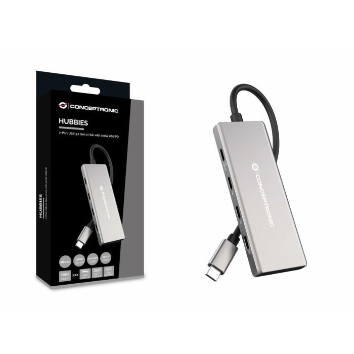 Conceptronic HUBBIES17G Hub USB Tipo C 7 Puertos USB 3.2 Gen 2 10Gbps Power Delivery 100W 11 Conceptronic HUBBIES17G Hub USB Tipo C 7 Puertos USB 3.2 Gen 2 10Gbps Power Delivery 100W 11